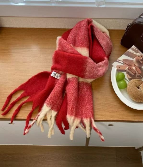 聖誕節紅格子圍巾