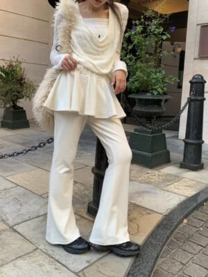 假兩件百褶喇叭褲裙