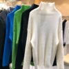 高領純色長袖針織衫
