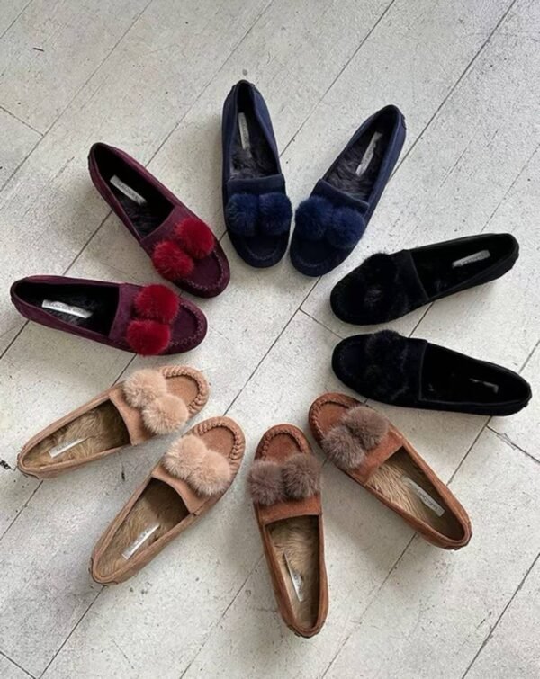 羊毛加毛保暖舒適軟底豆豆鞋樂福鞋