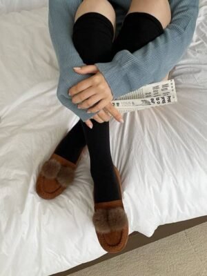 羊毛加毛保暖舒適軟底豆豆鞋樂福鞋