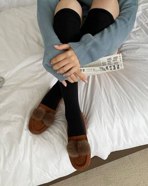 羊毛加毛保暖舒適軟底豆豆鞋樂福鞋